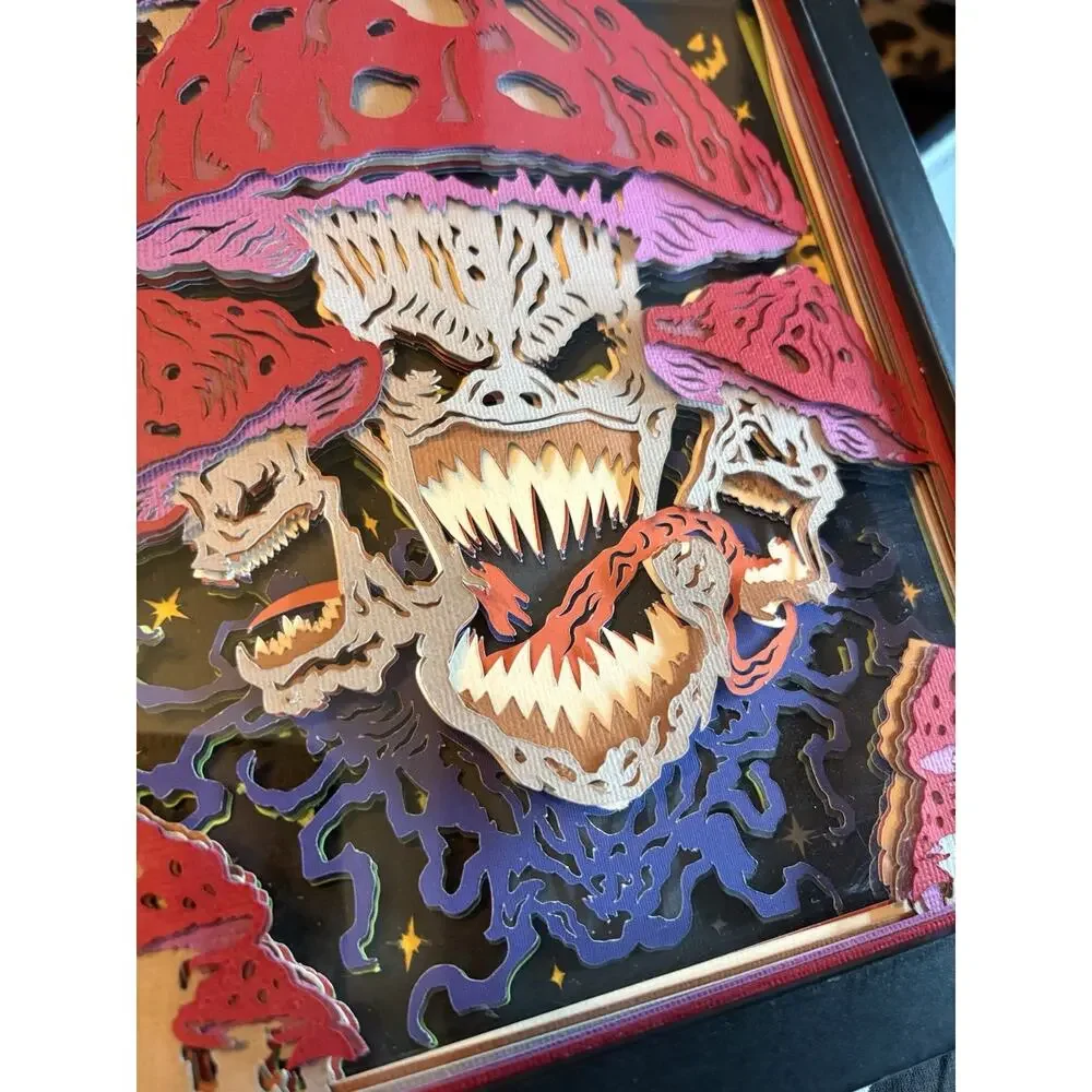 Halloween Creepy Mushroom Handmade Paper 3D Picture